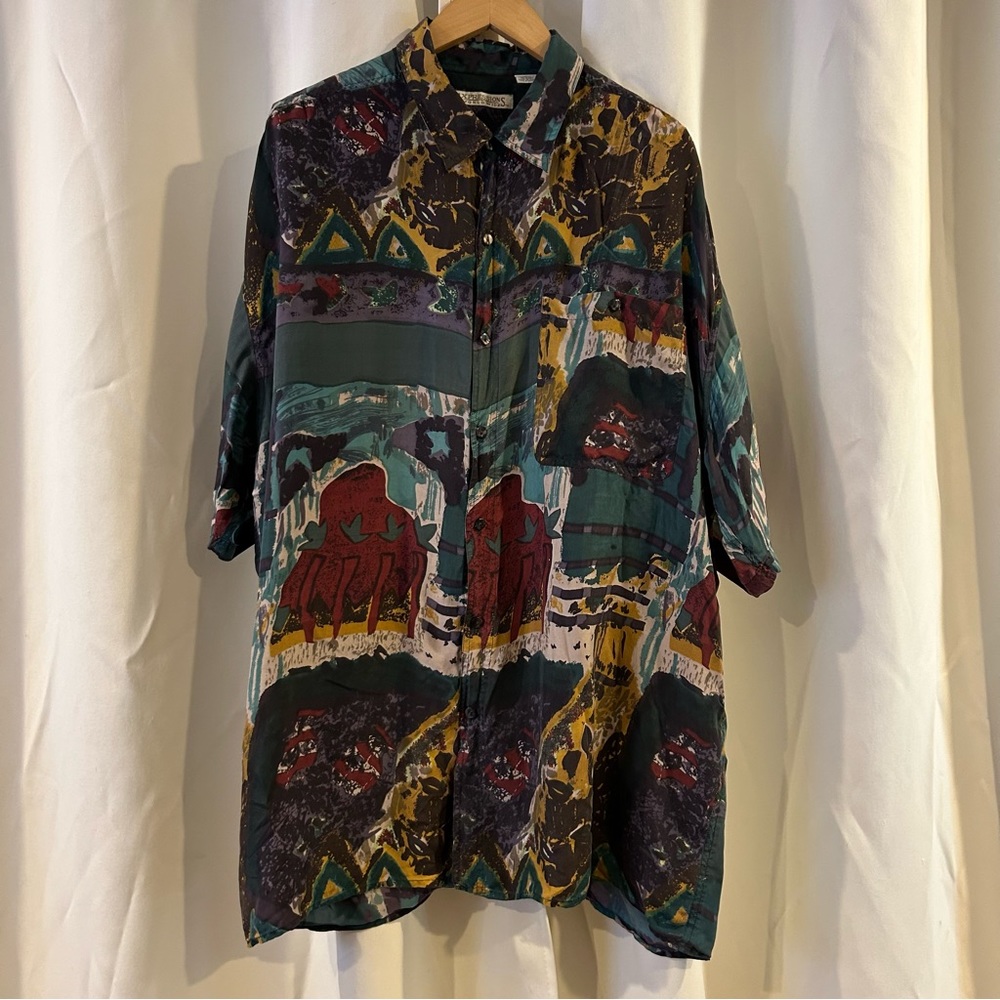 Expressions Worldwide Mens Multicolor Short Sleeve Hawaiian Shirt Size‎ XL